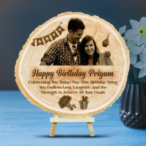Exquisite Customised Wooden Slice For Birthday ( 16.51 x 17.78 cm)