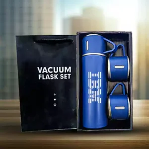 Perosnalised Blue Vacuum Flask Set with 3 Cups ( Size 22.8 cm) BLUE2