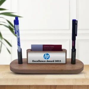 Personalised 2 in 1 Wooden Pen Stand with Card holder