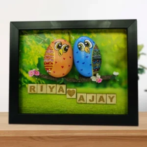 Personalised Romantic Couple Pebble Art LED Frame