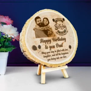 Wooden Engraved Custom Photo Frame For Fathers Birthday ( 16.51 x 17.78 cm)
